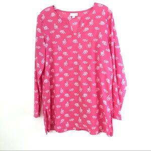 J Jill Pink White Camel Fish Tunic